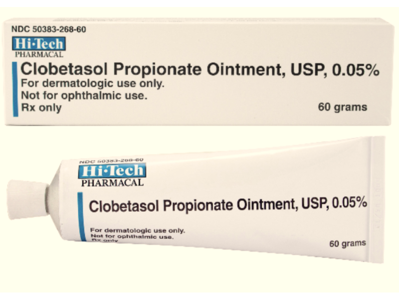 Clobetasol Propionate Ointment, USP, 0.05%, 60 g, Hi-Tech Pharmacal (RX).