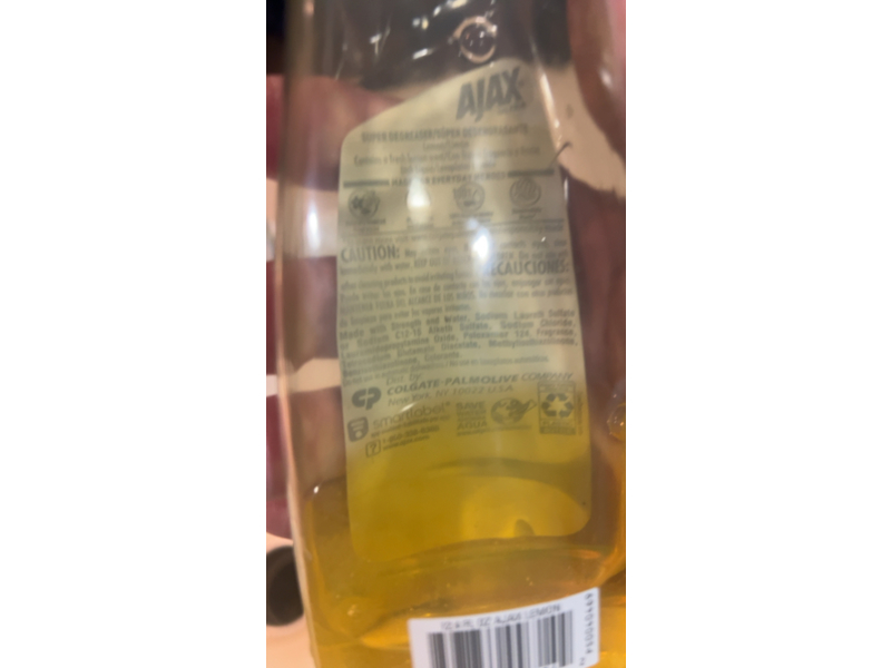 Ajax Ultra Super Degreaser Dish Liquid, Lemon, 12.4 fl oz/366 mL