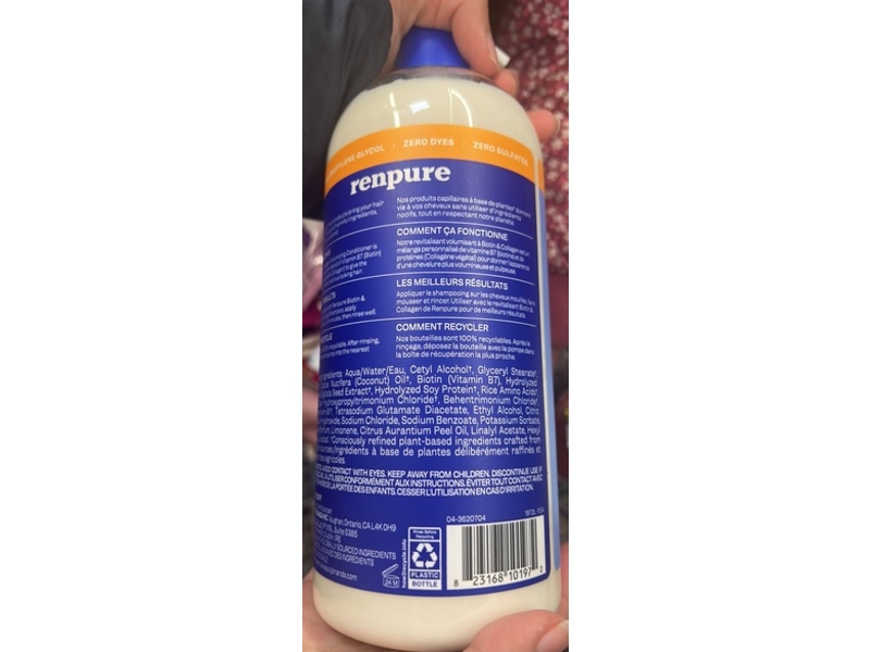 Renpure Volumizing Conditioner, Biotin & Collagen , 28 fl oz/828 mL