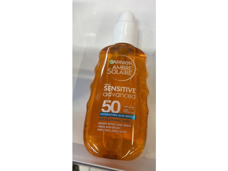 Garnier Ambre Solaire Sensitive Advanced Hydrating Sun Water, SPF 50, 150 mL