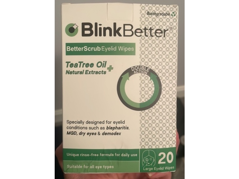 Blink Better Scrub Eyelid Wipes, Tea Tree Oil, 20 Count