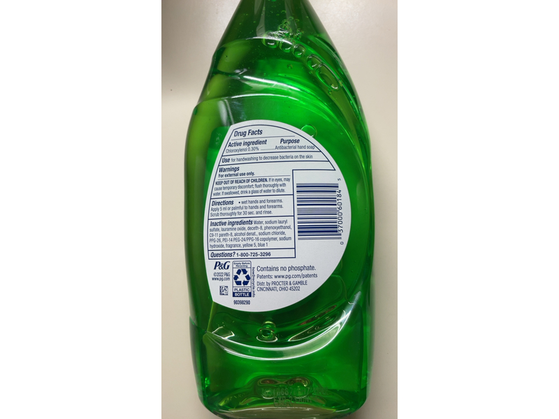 Dawn Ultra Antibacterial Dishwashing Liquid Dish Soap, Apple Blossom, 19.4 fl oz/573 mL