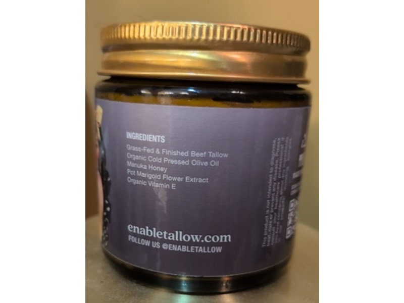 Enable Tallow Whipped Tallow Honey Balm, Unscented, 4 oz/120 g