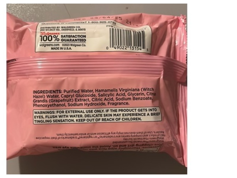 Walgreens Facial Wipes, Pink Grapefruit, 25 Count