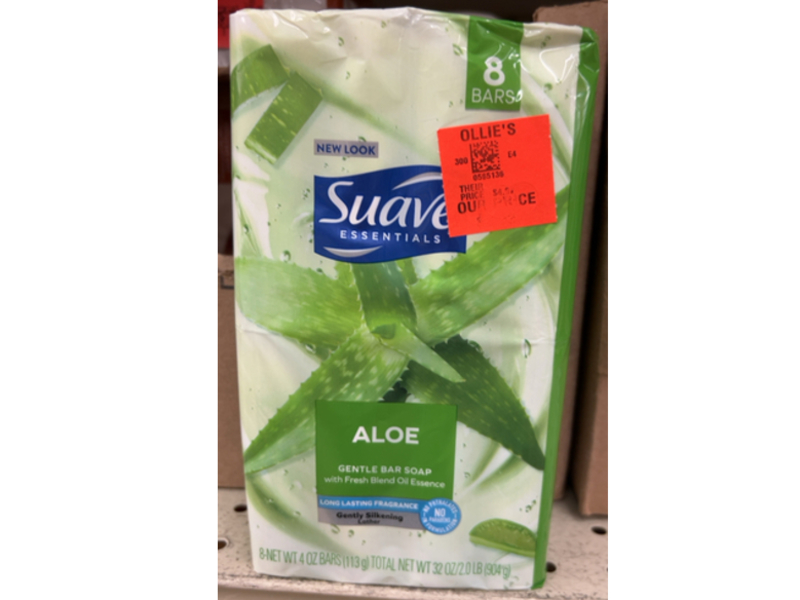 Suave Essentials Gentle Bar Soap, Aloe, 4 oz/113 g, Pack Of 8