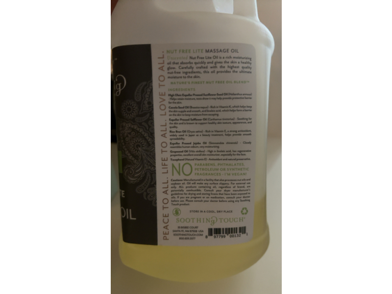 Soothing Touch Ayurveda Massage Oil, Nut Free Lite, 64 fl oz/1.9 L