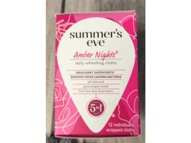 Summer's Eve 5 In 1 Daily Refreshing Cloths, Amber Night, 12 Count