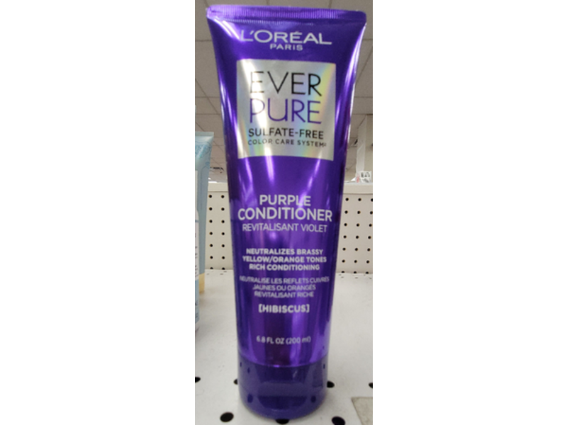 L'Oreal Paris Ever Pure Purple Conditioner, Sulfate-Free, Hibiscus, 6.8 fl oz/200 mL