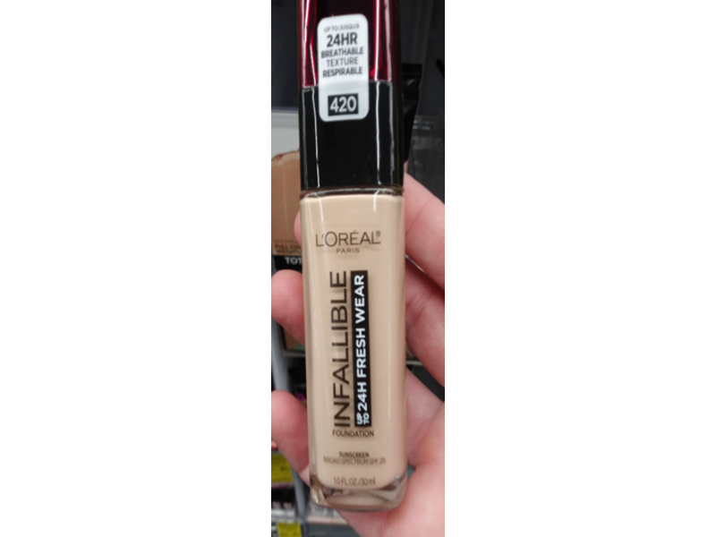 L'Oréal Paris Infallible Fresh Wear Foundation, 420 True Beige, SPF 25, 1 fl oz/30 mL