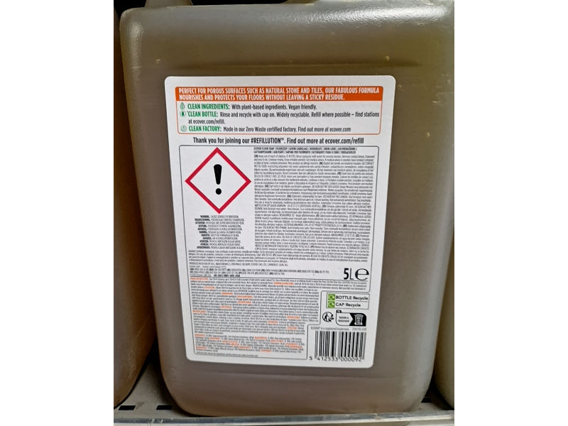 Eco Ver Refill Floor Soap, Orange & Lemon, 5 L