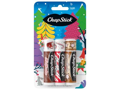 ChapStick Holiday Lip Balm, Candy Cane, Hot Chocolate & Sugar Cookie, 0.15 oz/4 g, 3 Pack