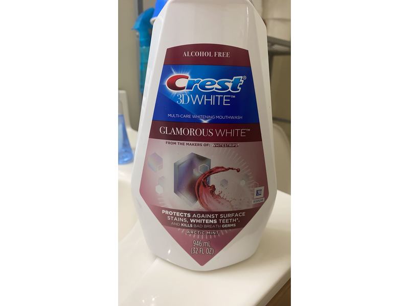 Crest 3D White Multi-Care Whitening Mouthwash, Glamorous White, 32 fl oz/946 mL