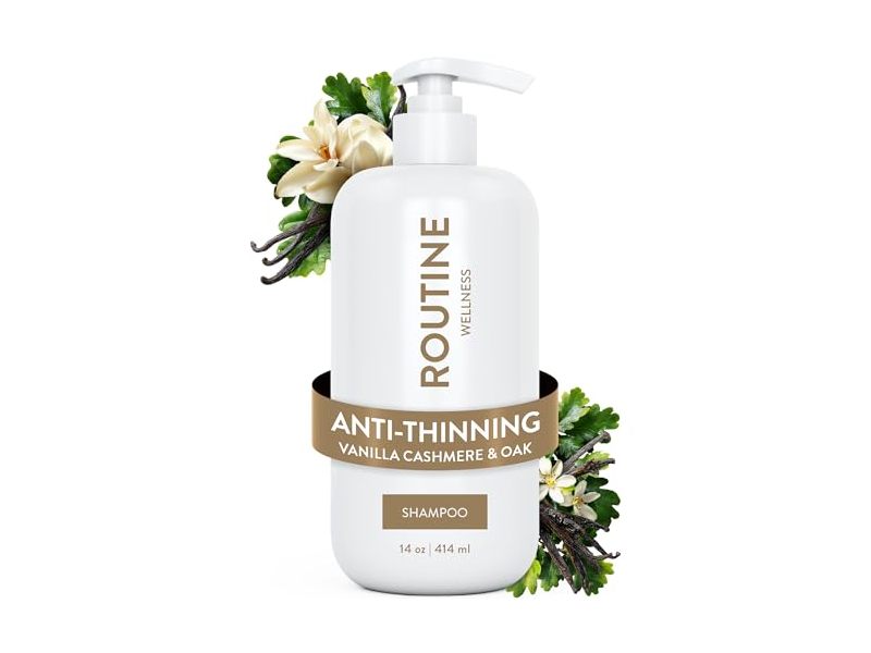 Routine Wellness Anti-Thinning Volumizing Shampoo. Vanilla Cashmere & Oak, 14 oz/414 mL