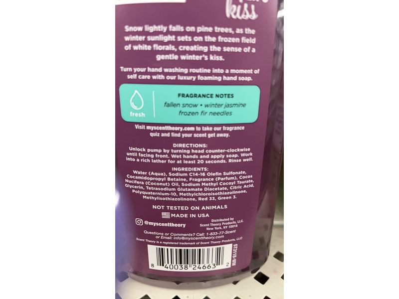 Scent Theory Foaming Hand Soap, Winter's Kiss, 11 fl oz/325 mL