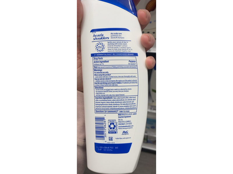 Head & Shoulders Dry Scalp Care Dandruff Shampoo, 12.5 fl oz/370 mL