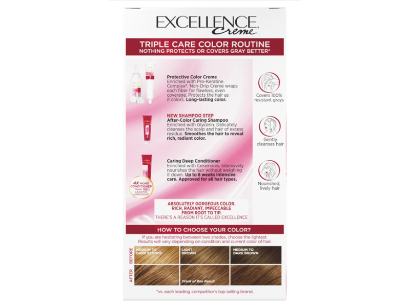 L'Oreal Excellence Creme Hair Color, 6G Light Golden Brown, 1 Application