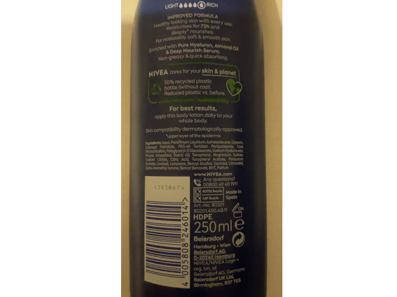Nivea Rich Nourishing Body Lotion, 250 mL
