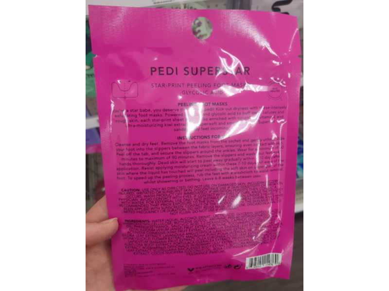 Holler And Glow Pedi Superstar Foot Masks, Glycolic Acid, 1.35 fl oz/40 mL