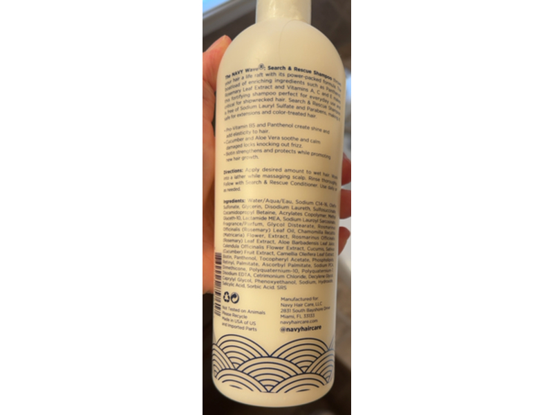 Navy Hair Care Search & Rescue Fortifying Shampoo, Biotin & Vitamin Enriched, 16 fl oz/474 mL