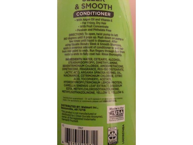 Equate Beauty Sleek & Smooth Conditioner, 33.8 fl oz/1 L