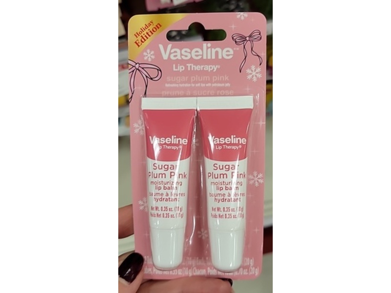 Vaseline Moisturizing Lip Balm, Sugar Plum Pink, 0.35 oz/10 g, Pack Of 2