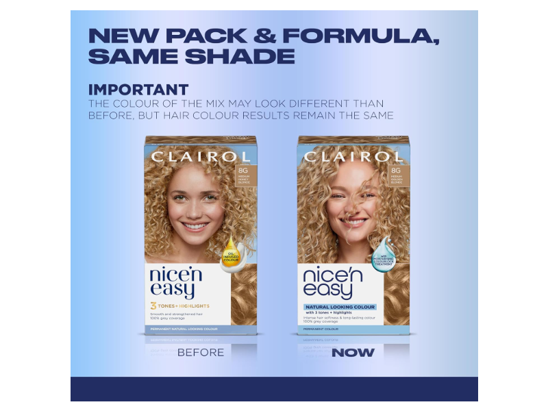 Clairol Nice'n Easy Permanent Hair Color, 8G Medium Golden Blonde, 1 Application