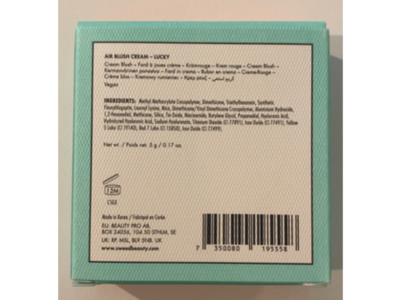 Sweed Air Blush Cream, Lucky, 0.17 oz/5 g