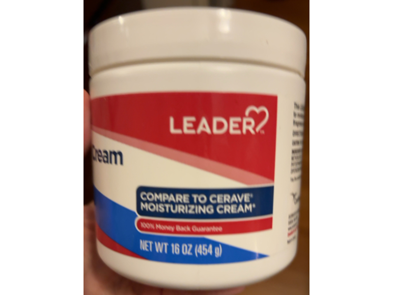 Leader Moisturizing Cream, Ceramides & Hyaluronic Acid, 16 oz/454 g