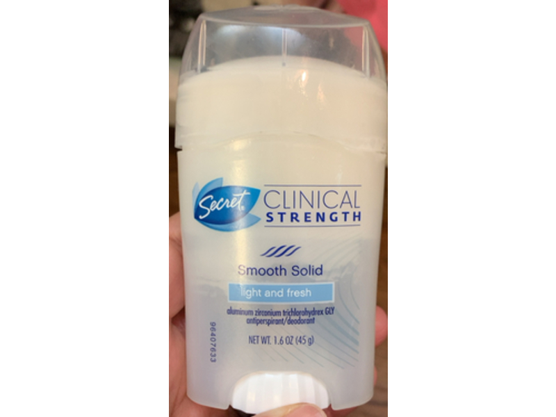 Secret Clinical Strength Smooth Solid Antiperpirant Deodorant, Light, Fresh, 1.6 oz/45 g