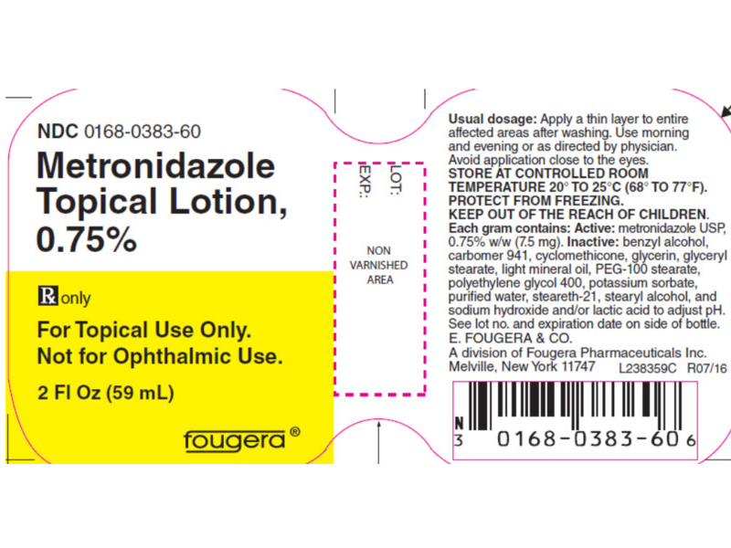 Metronidazole Topical Lotion, 0.75%, 59 mL, Fougera (RX)
