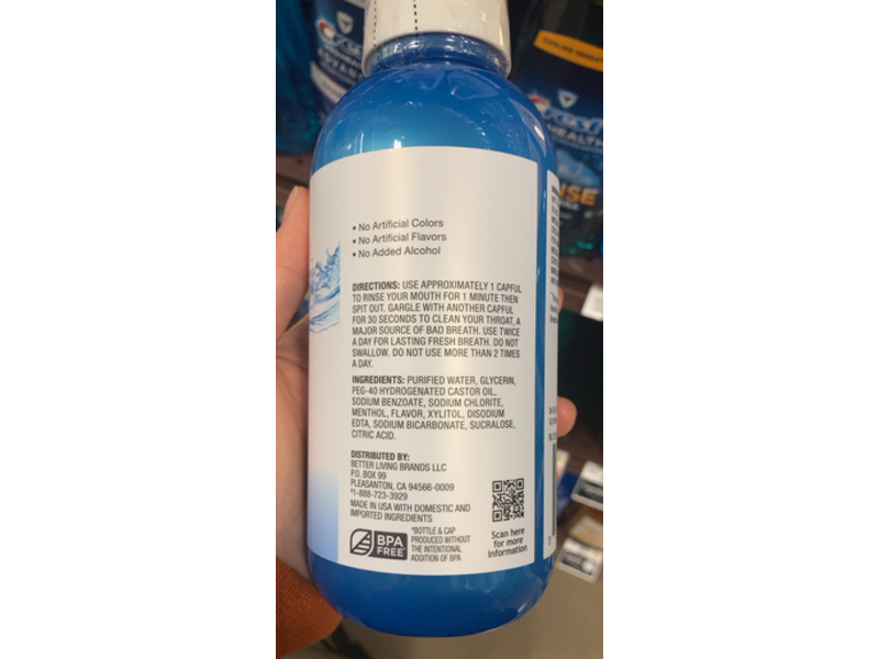 Signature Care Fresh Breath Oral Rinse, Ice Mint, 16 fl oz/473 mL