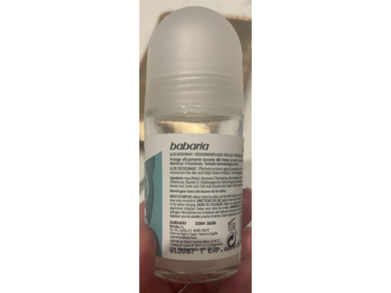 Babaria Anti Perspirant, Aloe, 1.7 fl oz/50 mL