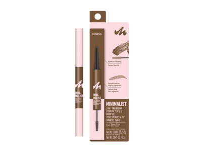 Miniso Minimalist 2-In-1 Triangular Eyebrow Pencil & Brow Gel, 04 Taupe Gray, Gris Taupe, 0.035 oz/1 g