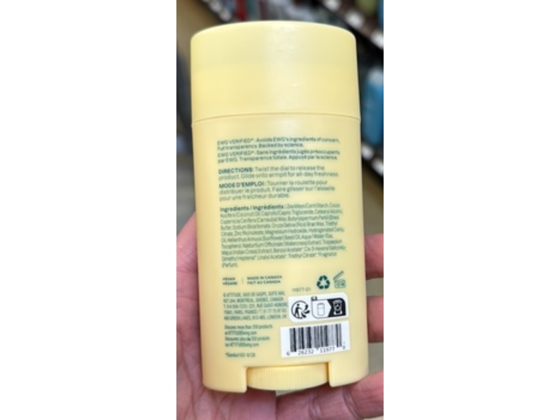 Attitude Super Leaves Deodorant, Earl Grey & Fresh Cucumber, 2.64 oz/75 g