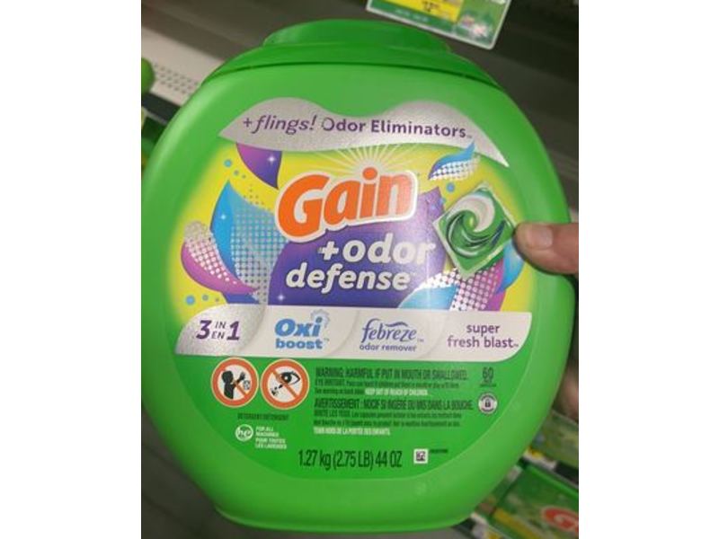 Gain Flings 3-In-1 Laundry Detergent, Super Fresh, 60 loads, 44 oz/1.27 kg