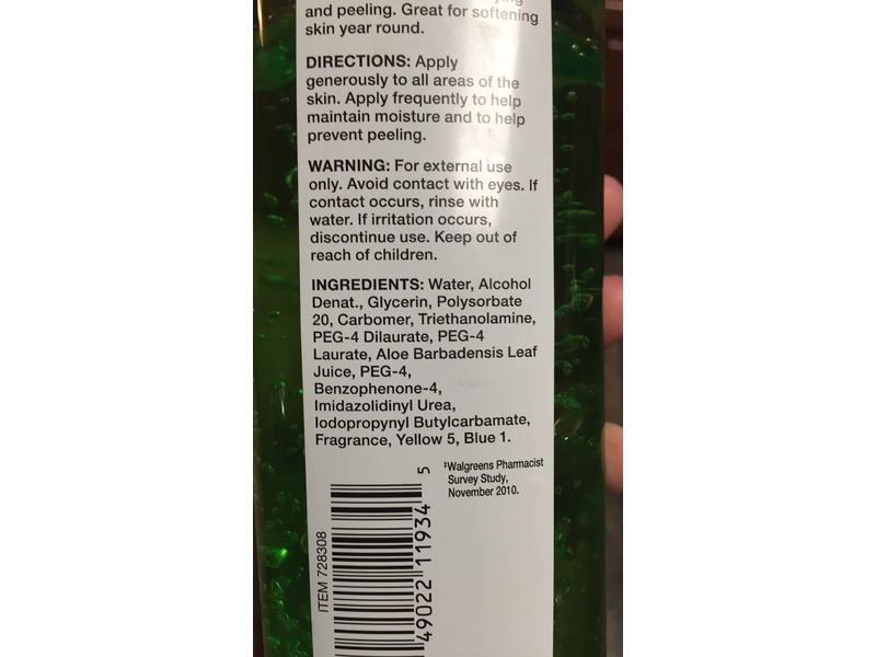 Walgreens Aloe Vera Replenishing Body Gel, 16 oz Ingredients and Reviews