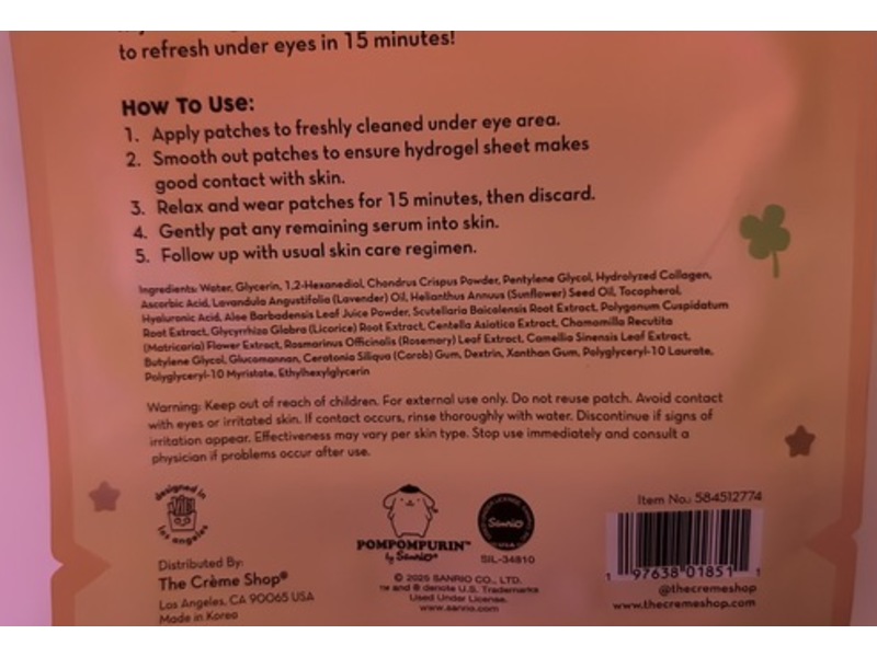 The Creme Shop Brightening Hydrogel Under Eye Patches, 2 Count