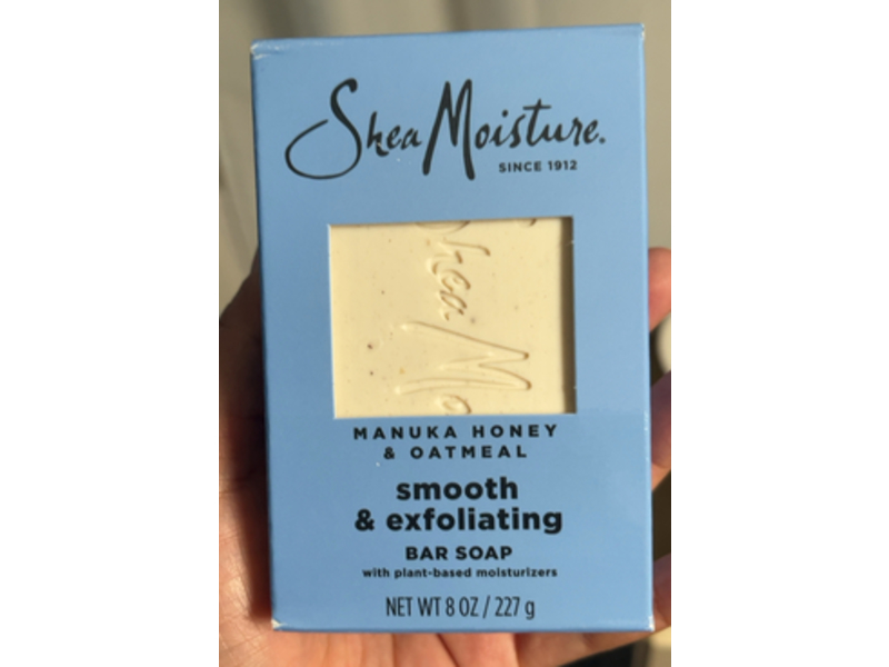 Shea Moisture Smooth & Exfoliating Bar Soap, Manuka Honey + Oat Meal, 8oz/227 g, Count 4