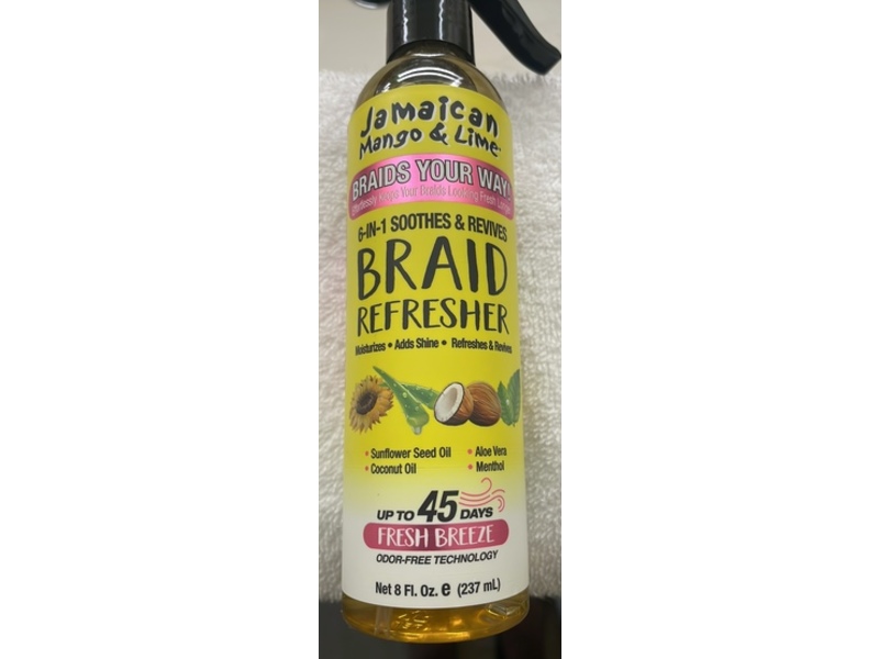 Jamaican Mango & Lime 6 In 1 Soothes & Revives Braid Refresher, Fresh Breeze, 8 fl oz/237 mL