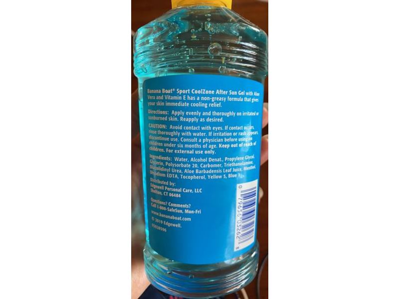 Banana Boat Sport Coolzone After Sun Gel, Aloe Vera & Vitamin E, 8 fl oz/236 mL