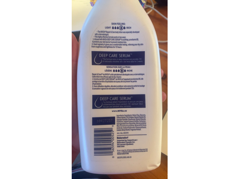 Nivea Repair & Care Body Lotion, Extra Dry Skin, 625 mL