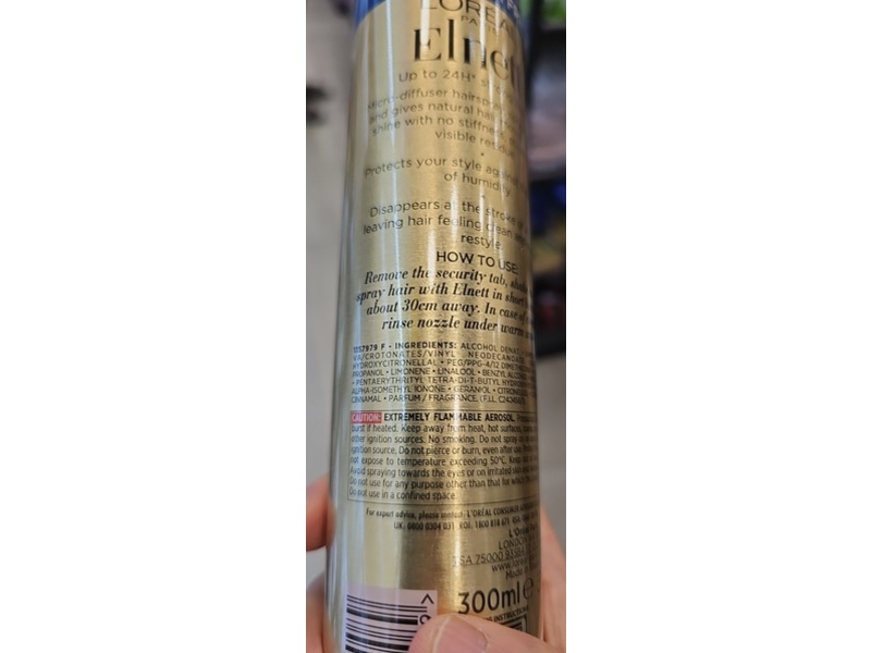 L'Oreal Paris Elnett Micro-Diffusion Hairspray, Strong Hold, 300 mL