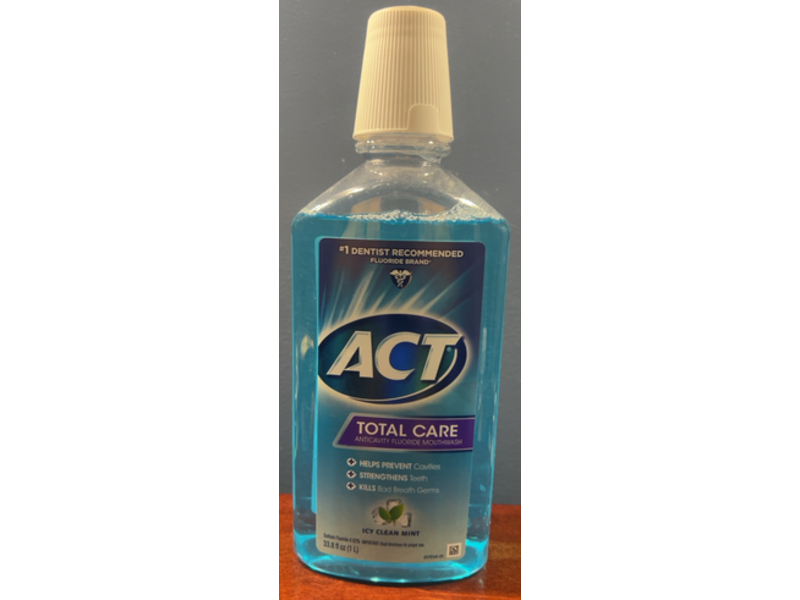 Act Total Care Anticavity Fluoride Mouthwash, Icy Clean Mint, 33.8 fl oz/1 L