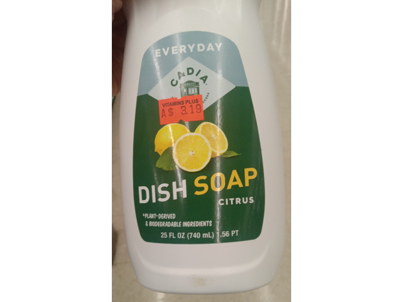 Cadia Dish Soap, Citrus, 25 fl oz/740 mL