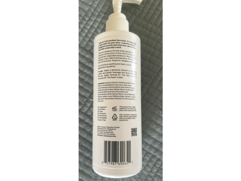 Basic Maintenance Lab The Face Wash, Formula 02, Aloe + Jojoba + Argan + Chamomile, 8 oz/236 mL