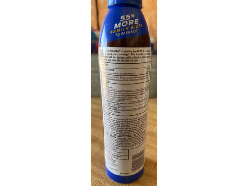 Banana Boat Protective Dry Oil Sunscreen Spray, SPF 15 Coconut Oil, 9.5 oz/200 g