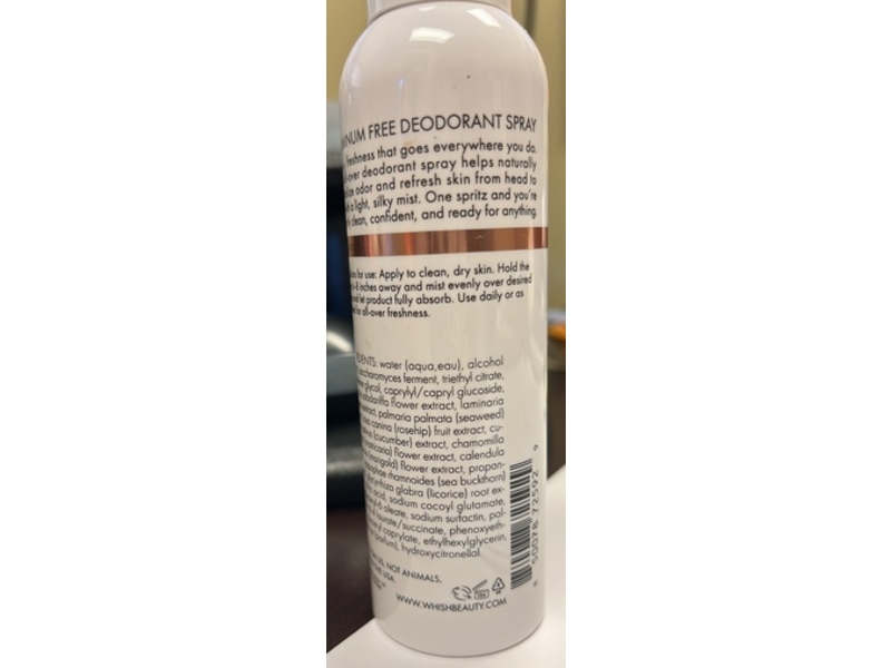 Whish Deodorant Spray, Almond Cream+Raspberry, 4 fl oz/118 mL