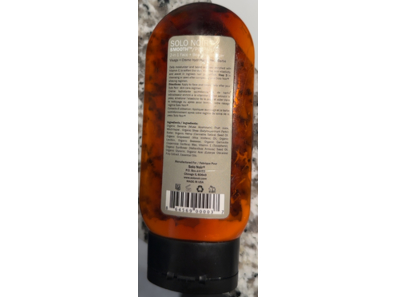 Solo Noir Smooth Face + Beard Moisturizer, 4 fl oz/120 mL