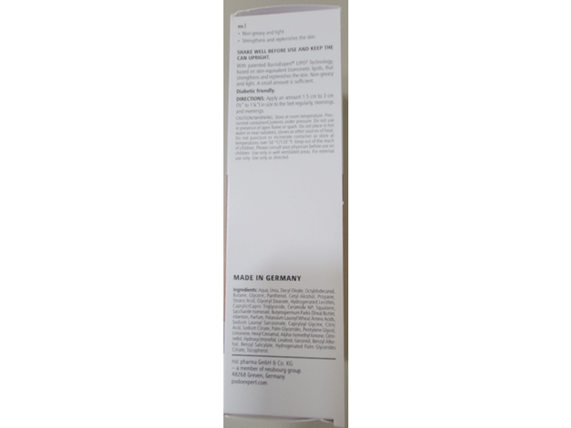 Podo Expert Moisturizing Foam Dry Cracked Skin, 4.23 oz/117 g