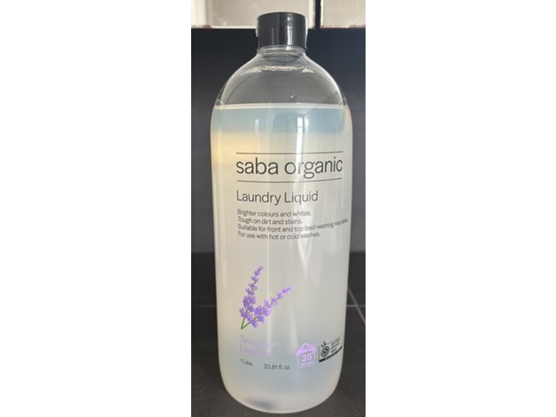 Saba Organic Laundry Liquid, Tasmanian Lavender, 33.81 fl oz/1 L